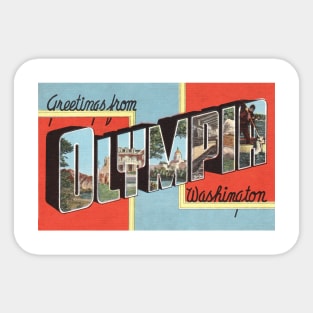 Greetings from Olympia, Washington - Vintage Large Letter Postcard Sticker